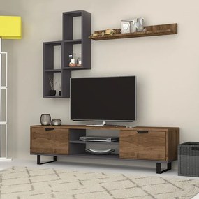 Σύνθεση τηλεόρασης Lonsa Megapap χρώμα καρυδί - γκρι 160x35x40εκ.