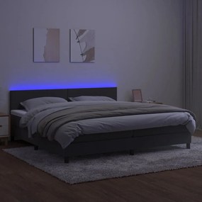 ΚΡΕΒΑΤΙ BOXSPRING ΜΕ ΣΤΡΩΜΑ &amp; LED ΣΚ. ΓΚΡΙ 200X200ΕΚ. ΒΕΛΟΥΔΙΝΟ 3134304