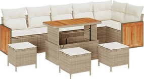 vidaXL Σετ Καναπέ Κήπου με μαξιλάρι 10 pcs Μπεζ και Κρέμα