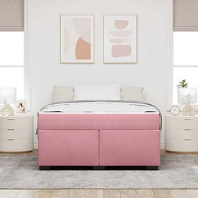 vidaXL Σκελετός Κρεβατιού με στρώμα Ροζ 140 x 200 cm ύφασμα