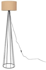 Φωτιστικό δαπέδου Florencia Ε27 μπεζ ύφασμα-μαύρο μέταλλο Φ40x23εκ 40x40x125 εκ.