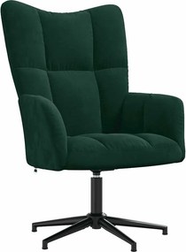vidaXL Πολυθρόνα Relax Σκούρο Πράσινο Βελούδινη με Σκαμπό