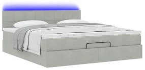 vidaXL Οθωμανικό κρεβάτι με στρώμα&LEDs Ανοιχτό γκρι 160x200cm Βελούδο