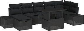 vidaXL Σετ Καναπέ Κήπου 8 pcs Μαύρο συνθετικό ρατάν
