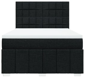 vidaXL Κρεβάτι Boxspring με Στρώμα Μαύρο 140x200 εκ. Υφασμάτινο