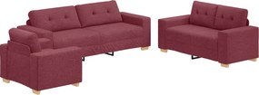 vidaXL Καναπές 3 pcs Κόκκινο Άνεμο 221 x 80 x 80 εκ