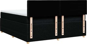 vidaXL Κρεβάτι Boxspring με Στρώμα Μαύρο 200x200 εκ. Υφασμάτινο