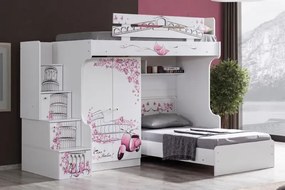 Stewehome Κρεβάτι κουκέτα με 2 πόρτες ντουλάπα