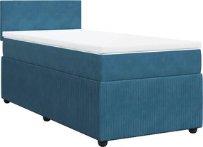 vidaXL Κρεβάτι Boxspring με Στρώμα Μπλε 100x200 εκ. Βελούδινο