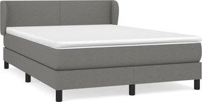 vidaXL Κρεβάτι Boxspring με Στρώμα Σκούρο Γκρι 140x190 εκ. Υφασμάτινο