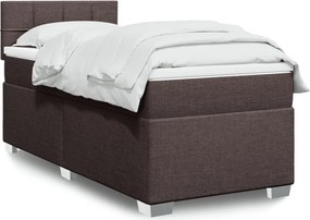 vidaXL Κρεβάτι Boxspring με Στρώμα Σκούρο Καφέ 90x200 εκ. Υφασμάτινο
