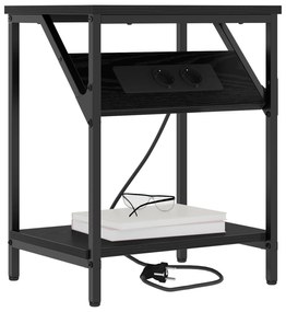 vidaXL Κομοδίνο Μαύρη δρυς 38 x 30 x 48 εκ. Επεξεργασμένο ξύλο