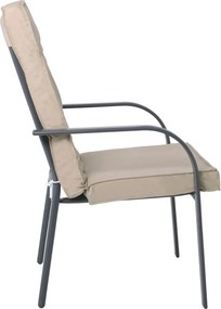 ASTOR Πολυθρόνα Κήπου - Βεράντας, Μέταλλο Βαφή Ανθρακί, Μαξιλάρι Μπεζ   1τμχ