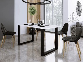 Τραπέζι Tucson 136, Άσπρο, Μαύρο, 75x67x138cm, 38 kg, Πλαστικοποιημένη μοριοσανίδα, Μέταλλο | Epipla1.gr
