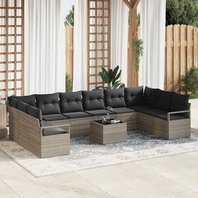 vidaXL Σετ Καναπέ Κήπου 11 pcs Ανοιχτό γκρι Πολυ ράταν
