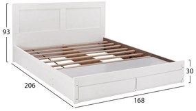 Κρεβάτι Capri Με 2 Συρτάρια Λευκό Για Στρώμα 160x200 Εκ.