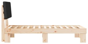 vidaXL Σκελετός Κρεβατιού με Επενδεδυμένο Κεφαλάρι Μαύρο 75 x 190 cm