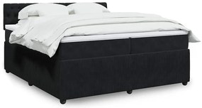vidaXL Κρεβάτι Boxspring με Στρώμα Μαύρο 200x200 εκ. Βελούδινο