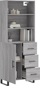 vidaXL Ντουλάπι Γκρι Sonoma 69,5 x 34 x 180 εκ. Επεξεργασμένο Ξύλο