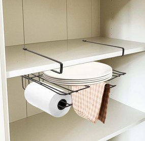 Mεταλλική Κρεμαστή Θήκη Ραφιού 28.5x25x16cm Άσπρο ή Μαύρο - Μαύρο