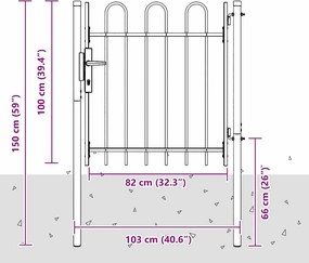vidaXL Πύλη Φράχτη με κλειδαριά Boxtel Γκρι 103 x 150 cm