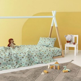 Σεντόνια Παιδικά Φανελένια Floufi FF101 (Σετ 3τμχ) Mint Palamaiki  Semi-double 170x265cm 100% Βαμβακερή Φανέλα