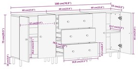 Βοηθητικά Ντουλάπια 3 Τεμ. Μαύρα 60x33x75 εκ. Μασίφ Ξύλο Μάνγκο - Μαύρο