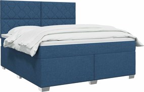 vidaXL Κρεβάτι box spring με στρώμα Μπλε 180 x 200 cm Ύφασμα