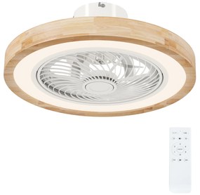 Φωτιστικό οροφής με ανεμιστήρα και τηλεχειριστήριο, 6 ταχύτητες, ρυθμιζόμενη φωτεινότητα, αθόρυβο μοτέρ, ανοιχτό καφέ