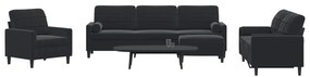 vidaXL Σετ Σαλονιού 4 Τεμ. Μαύρο Βελούδινο με Μαξιλάρια/Στηρίγματα
