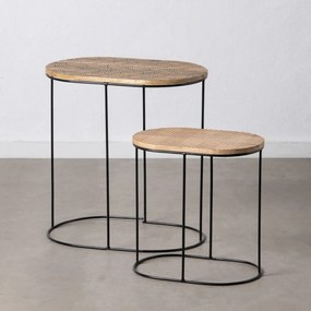 Βοηθητικό Τραπέζι 60 x 39,5 x 60 cm Φυσικό Μαύρο Μέταλλο Ξύλο (x2)