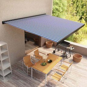 vidaXL Τέντα Κασετίνα με Μοτέρ Μπλε / Λευκή 350 x 250 εκ.