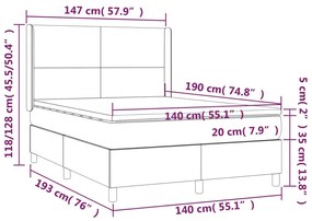 ΚΡΕΒΑΤΙ BOXSPRING ΜΕ ΣΤΡΩΜΑ &amp; LED ΜΑΥΡΟ 140X190 ΕΚ. ΒΕΛΟΥΔΙΝΟ 3139441