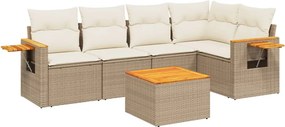 vidaXL Patio Sofa Set 6-θέσια Beige and Cream