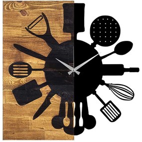 Ρολόι Τοίχου 539TNL1132 60x3x58cm Walnut-Black Wallity Metal,Wood