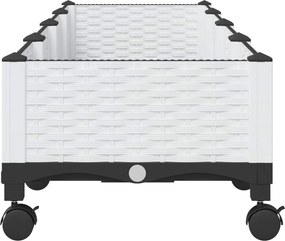 vidaXL Κήπος Γλαστράκι με Ροδάκια Λευκό 160 x 40 x 29 cm PP