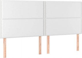 vidaXL Κρεβάτι Boxspring με Στρώμα Λευκό 200x200 εκ. Συνθετικό Δέρμα