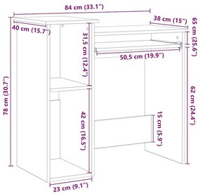 Γραφείο με Ράφια Γκρι Σκυροδέματος 84x40x78 εκ. Μοριοσανίδα - Γκρι