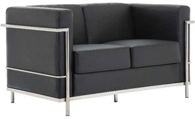 Καναπές Genova 2 Θεσ.130Χ73Χ71 Inox/PU Μαύρο