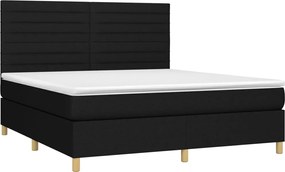 vidaXL Κρεβάτι Boxspring με Στρώμα Μαύρο 180x200 εκ. Υφασμάτινο