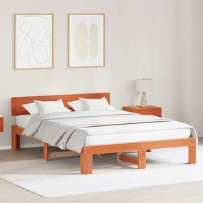 vidaXL PLATFORM KREVATIO με Κεφαλάρι Καφέ 150x200 εκ. Μασίφ Ξύλο Πεύκου