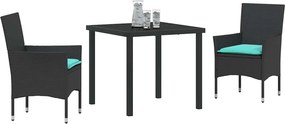 vidaXL Σετ τραπεζιού και καρέκλας 3 pcs Μαύρο Ράτα PE