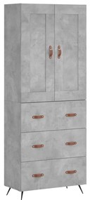 vidaXL Ντουλάπι Γκρι Σκυροδέματος 69,5x34x180 εκ. Επεξεργασμένο Ξύλο