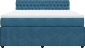 vidaXL Κρεβάτι Boxspring με Στρώμα Μπλε 180x200 εκ. Βελούδινο