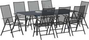 vidaXL Σέτ φαγητού για κήπο 9 pcs Ανθρακί Ατσάλι