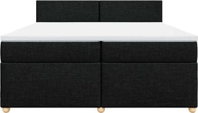vidaXL Κρεβάτι Boxspring με Στρώμα Μαύρο 200x200 εκ. Υφασμάτινο