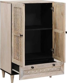 vidaXL Highboard Λευκό 60 x 33 x 100 εκ. Μασίφ ξύλο μάνγκο