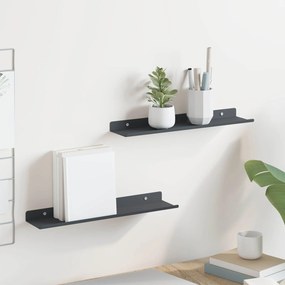vidaXL Πλωτό ράφι Επιτοίχιο 2 pcs Ανθρακί 40 x 8,5 x 2,5 εκ Ατσάλι