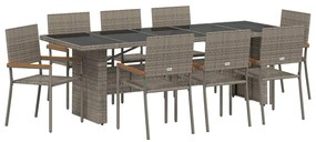 vidaXL Σέτ φαγητού για κήπο 9 pcs Γκρι συνθετικό ρατάν
