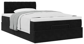 vidaXL Οθωμανικό κρεβάτι με στρώμα Μαύρο 120x190 cm Velvet
